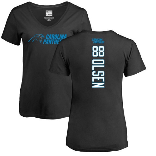 Carolina Panthers Black Women Greg Olsen Backer NFL Football #88 T Shirt->women nfl jersey->Women Jersey
